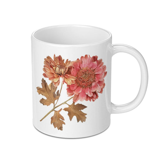 Floral Chrysanthemum Mug, Botanical Mug, Flower Coffee Cup, Nature Lover Gift, Vintage Style Mug, Aesthetic Mug, Unique Tea Cup - Tawshia