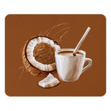 Coconut Coffee Mouse Pad, Brown Aesthetic Decor, Tropical Drink Art, Unique Office Gift, Desk Accessory, Stylish Computer Mat - Tawshia