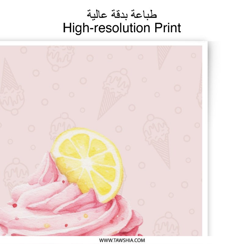 Pink Lemonade Cupcake Photographic Print, Sweet Treat Wall Art, Food Illustration, Dessert Decor, Kitchen Art Print, Baking Art - Tawshia