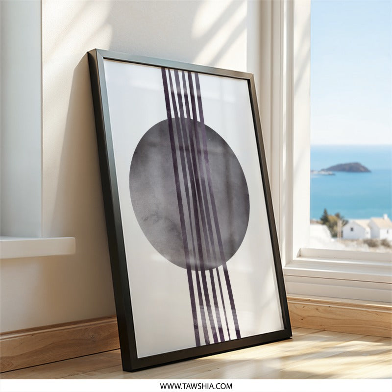 Minimalist Wall Art, Abstract Circle Print, Geometric Lines Art, Modern Home Decor, Contemporary Wall Hanging - Tawshia