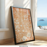Floral Wall Art, Botanical Print, Orange and White Flowers, Modern Home Decor, Framed Wall Art - Tawshia