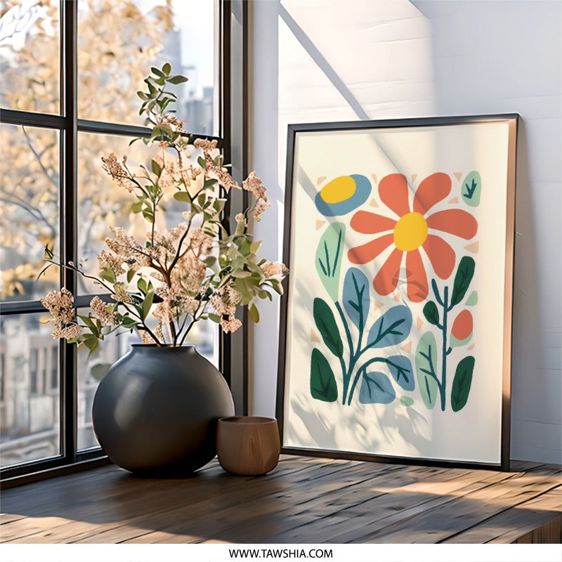 Floral Wall Art, Abstract Flower Print, Botanical Art Decor, Modern Home Art, Living Room Art, Gift Idea, Flower Child Art (136 characters) - Tawshia