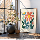 Floral Wall Art, Abstract Flower Print, Botanical Art Decor, Modern Home Art, Living Room Art, Gift Idea, Flower Child Art (136 characters) - Tawshia