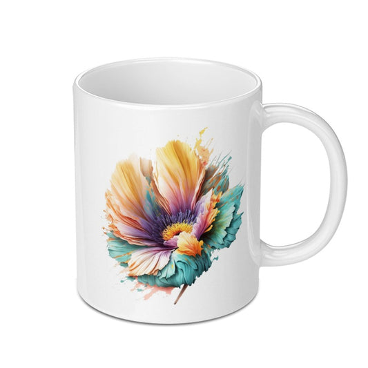 Floral Mug, Watercolor Flower Coffee Mug, Artistic Flower Gift Idea, Colorful Blossom Mug, Painterly Floral Mug, Beautiful Artistic Mug - Tawshia