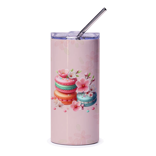 Macarons Tumbler, Floral Tumbler, Foodie Tumbler, Dessert Tumbler, Spring Tumbler, Kawaii Tumbler, Gift For Her, Pastel Tumbler - Tawshia