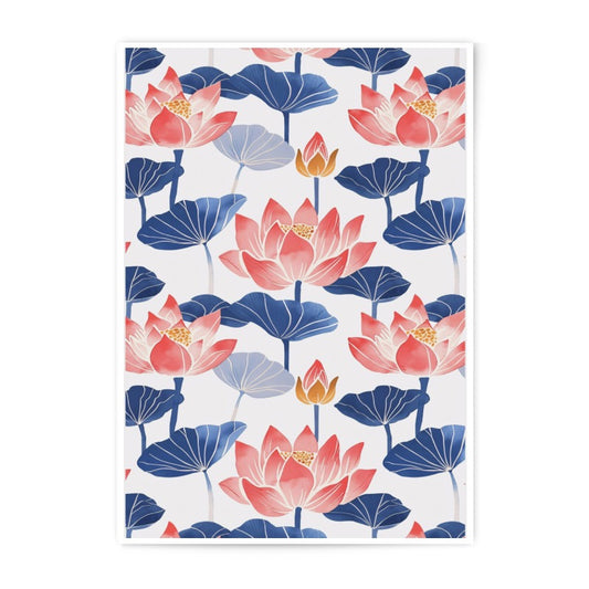 Lotus Flower Photographic Print, Floral Art Print, Botanical Wall Decor, Watercolor Lotus Print, Lotus Pattern, Art Print, Home Decor - Tawshia