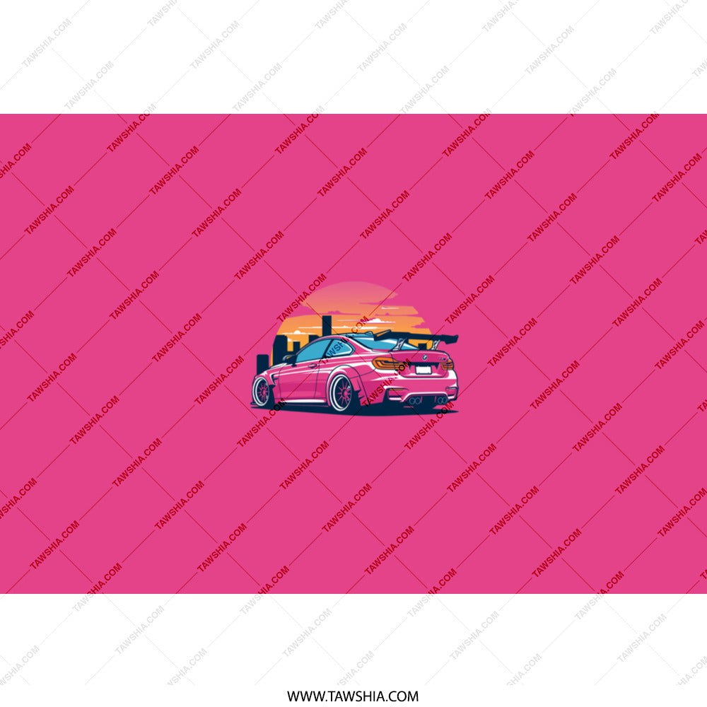 Pink Car Tumbler, Retro Sunset, Automotive Gift, Cartoon Style, Sports Car, Racing Car, Enthusiast Gift, Travel Mug, Hot or Cold Drinks - Tawshia