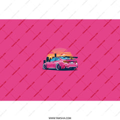 Pink Car Tumbler, Retro Sunset, Automotive Gift, Cartoon Style, Sports Car, Racing Car, Enthusiast Gift, Travel Mug, Hot or Cold Drinks - Tawshia