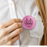 Best Friends Pinback Button, Matching Heart Pendant, Friendship Gift, Cute Pink Button, BFF Jewelry Inspired, Trendy Pins, Gift for Friend - Tawshia