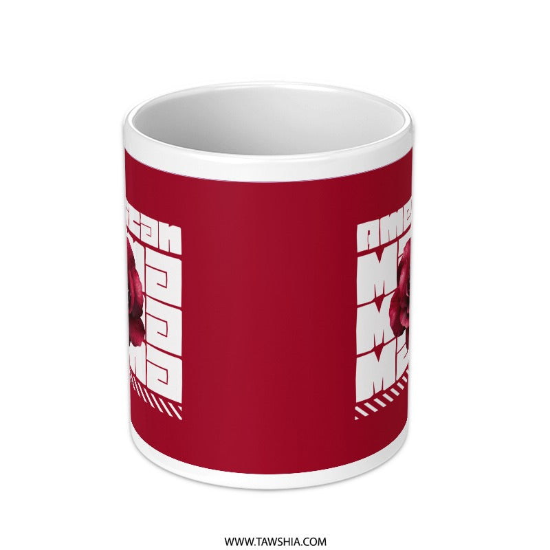 American Mom Red and White Ceramic Coffee Mug product