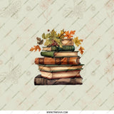 Book Stack Pocket Mirror, Autumn Leaves Compact Mirror, Book Lover Gift, Fall Pocket Mirror, Aesthetic Mirror, Reading Gift, Gifts for Her - Tawshia