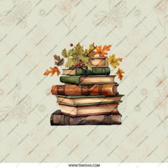 Book Stack Pocket Mirror, Autumn Leaves Compact Mirror, Book Lover Gift, Fall Pocket Mirror, Aesthetic Mirror, Reading Gift, Gifts for Her - Tawshia
