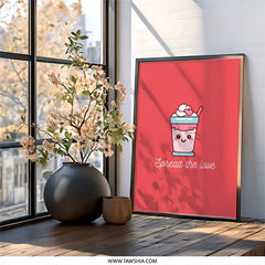 Kawaii Smoothie Wall Art, Spread the Love Print, Cute Food Illustration, Pink Decor, Inspirational Art, Home Decor, Gift Idea - Tawshia