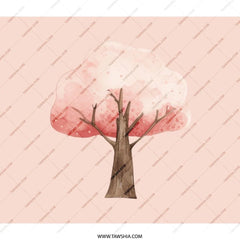 Watercolor Tree Backpack, Pink Blossom Bag, Nature Inspired Bookbag, Unique Floral Rucksack, Artistic Design Backpack - Tawshia