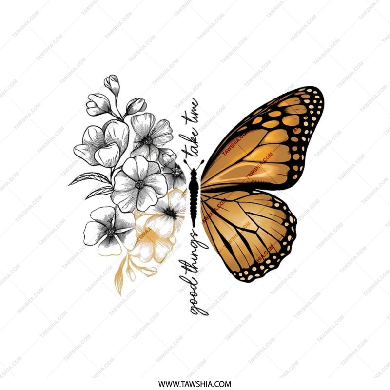 Butterfly Pillow, Floral Pillow, Motivational Pillow, Monarch Butterfly, Take Time, Good Things Pillow, Decorative Throw Pillow - Tawshia