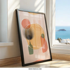 Abstract Shapes Wall Art, Palm Leaf Print, Modern Art Decor, Geometric Poster, Minimalist Art Print, Home Wall Decor - Tawshia