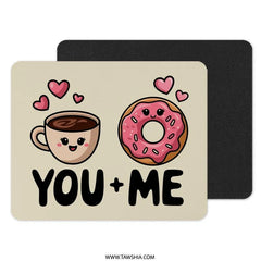 You Plus Me MousePad, Cute Coffee Donut Mouse Pad, Kawaii Office Decor, Gamer Desk Mat, Valentines Day Gift, Food Lover Mousepad - Tawshia