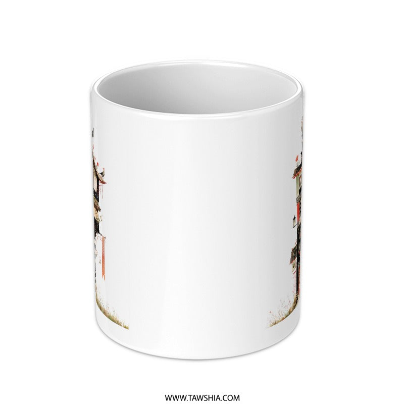 Japanese Building Mug, Architecture Coffee Mug, Asian Design Mug, Tea Mug, Home Decor Mug, Unique Gifts, Travel Mug (137 characters) - Tawshia