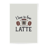 I Love Latte Photographic Prints, Coffee Art Print, Cafe Decor Prints, Kitchen Wall Art, Coffee Lover Gift, Latte Art Poster, Unique Prints - Tawshia