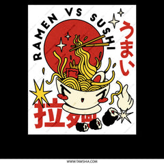 Ramen vs Sushi Japanese Food Graphic Design product type