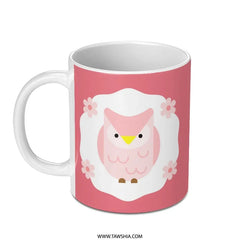 Pink Owl Mug, Cute Owl Coffee Mug, Flower Pattern Mug, Unique Animal Mug, Owl Lover Gift, Adorable Mug Gift - Tawshia
