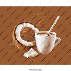Coconut Coffee Mouse Pad, Brown Aesthetic Decor, Tropical Drink Art, Unique Office Gift, Desk Accessory, Stylish Computer Mat - Tawshia
