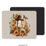 Sunflower Lantern Mouse Pad, Floral Butterfly Desk Mat, Unique Office Decor, Aesthetic Mousepad, Cute Computer Accessories, Gift for Her - Tawshia