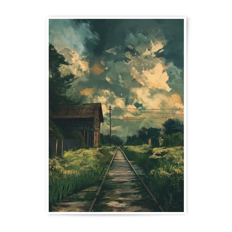 Rustic Railroad Photographic Print, Countryside Wall Art, Old Barn Fine Art Print, Scenic Landscape Photography, Home Decor, Gift Idea - Tawshia