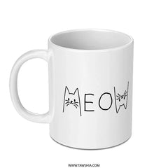 Meow Cat Lover Mug with Cute Kitty Faces product