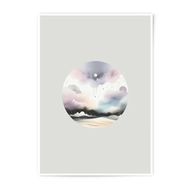 Dreamy Sky Photographic Prints, Celestial Wall Art, Watercolor Cloud Print, Landscape Circle Art, Modern Home Decor, Unique Gift Idea - Tawshia