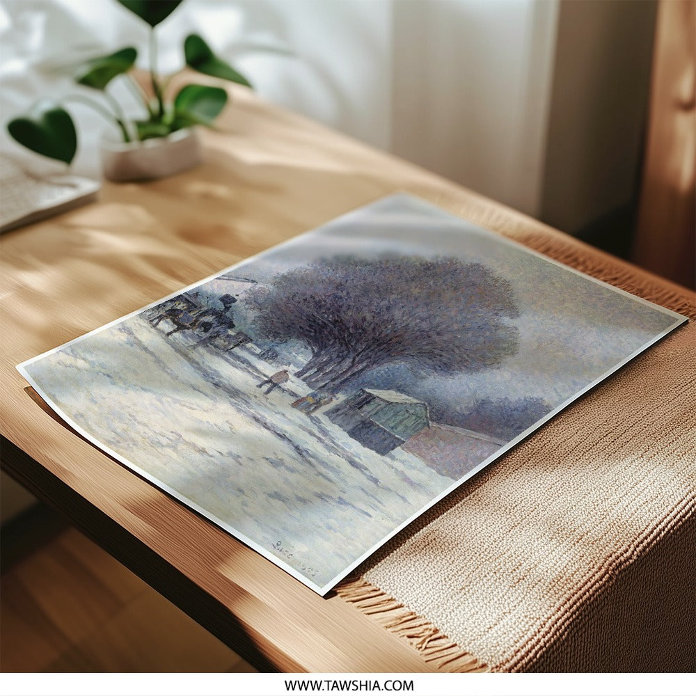 Camille Pissarro Photographic Print, Winter Landscape Print, Snow Scene Art, Impressionist Fine Art, Home Decor, Wall Art - Tawshia
