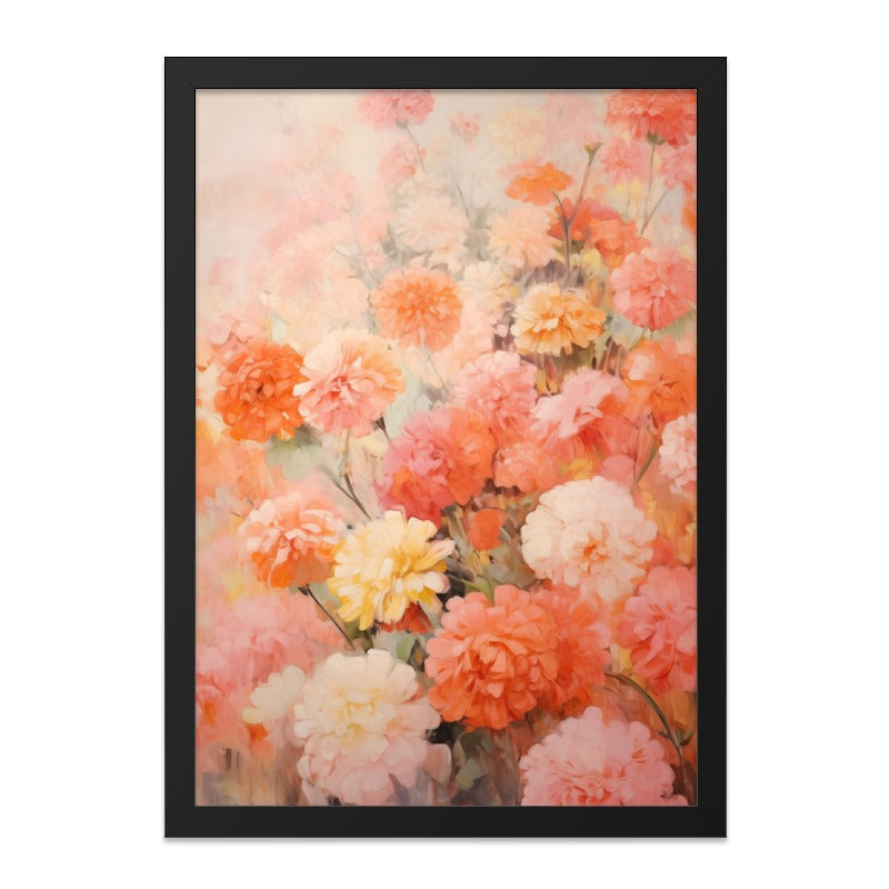 Floral Wall Art, Orange Pink Flowers Print, Botanical Art Print, Flower Painting Wall Decor, Home Decor Wall Art, Living Room Wall Decor - Tawshia