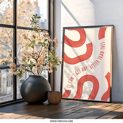 Red Arcs Wall Art, Motivational Quote Print, Positive Saying Poster, Inspirational Home Decor, Trendy Wall Hanging, Optimistic Gift - Tawshia