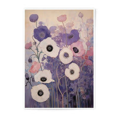 Floral Photographic Print, Poppy Flower Art, Purple Flowers, Botanical Wall Decor, Flower Photography, Home Decor Art Print - Tawshia