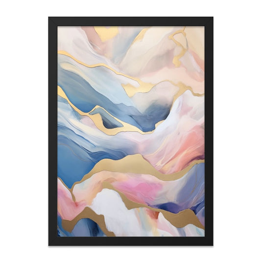 Abstract Landscape Wall Art, Modern Gold Accent Print, Contemporary Home Decor, Pastel Color Art, Elegant Wall Decor, Unique Artwork - Tawshia
