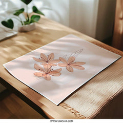 Floral Photographic Print, Peach Blossom Art, Botanical Wall Decor, Minimalist Home Art, Flower Line Art, Pastel Flower Print - Tawshia
