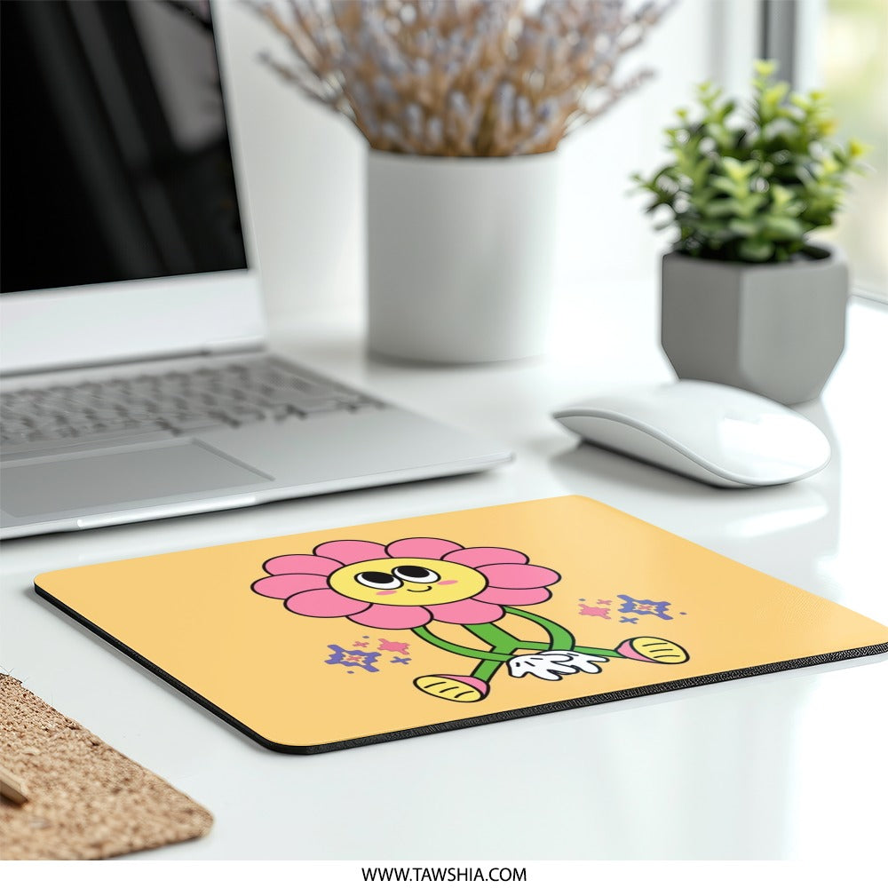 Groovy Flower Mouse Pad, Retro Computer Accessory, Cute Desk Decor, Floral Gaming Pad, Trendy Office Gift, Y2K Style Mouse Mat - Tawshia
