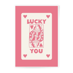 Lucky You Queen of Hearts Photographic Print, Pink Wall Art, Valentine's Day Decor, Playing Card Print, Trendy Wall Art - Tawshia