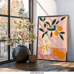 Orange Wall Art, Botanical Art Print, Still Life Art, Modern Wall Decor, Citrus Art, Kitchen Wall Art, Minimalist Print - Tawshia