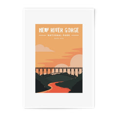 New River Gorge National Park Photographic Print, West Virginia Art, Travel Poster, Bridge Landscape, USA Wall Decor, Retro Style - Tawshia