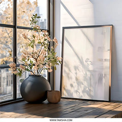 Abstract Neutral Wall Art, Minimalist Painting Print, Modern Home Decor, Beige Gray Artwork, Contemporary Art Print, Framed Wall Decor - Tawshia