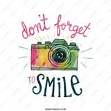 Camera Tote Bag, Don't Forget To Smile, Photography Gift, Everyday Tote, Colorful Tote, Photographer Tote Bag, Camera Design Tote Bag - Tawshia