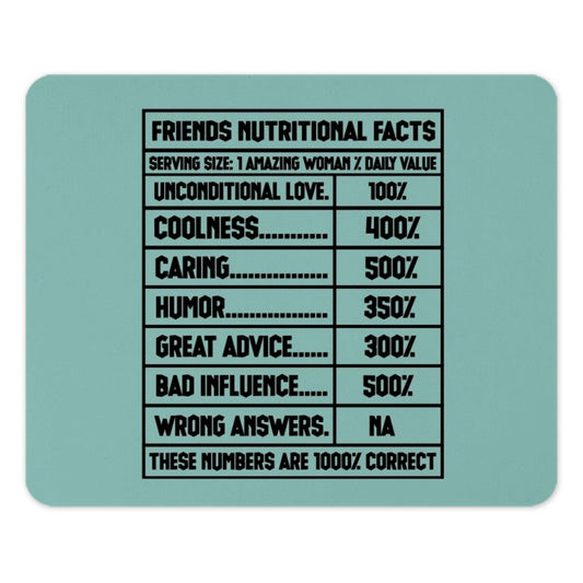 Friends Nutritional Facts Mouse Pad, Funny Friend Gift, Best Friend Mousepad, Office Desk Decor, Unique Desk Accessory, Gift For Her - Tawshia
