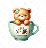 Hello Spring Bear in Teacup Art Print product