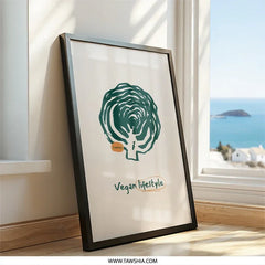 Cabbage Wall Art, Vegan Lifestyle Decor, Kitchen Art Print, Foodie Gift Idea, Modern Farmhouse Art, Vegetable Illustration Poster - Tawshia
