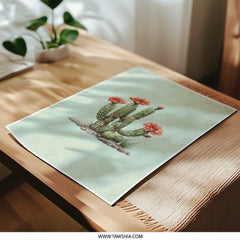 Cactus Photographic Print, Flowering Cactus Art, Desert Home Decor, Southwestern Print, Botanical Photo, Unique Wall Art, Green Cactus - Tawshia