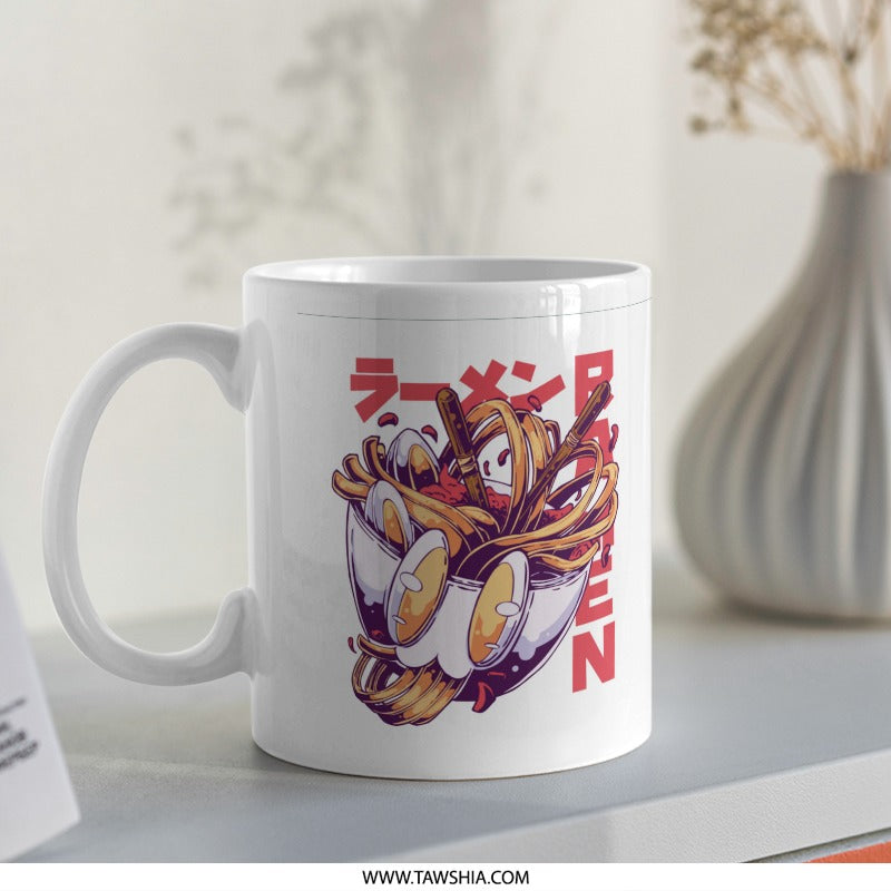 Fun Ramen Noodle Bowl With Eggs And Text Mug product