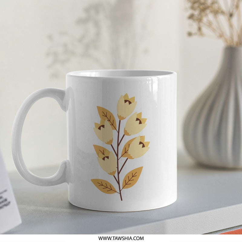 Floral Mug, Botanical Art Mug, Flower Lover Gift Mug, Decorative Coffee Cup, Tea Mug, Unique Design Mug, Spring Mug, Nature Inspired Mug - Tawshia