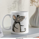 Dapper Mouse Mug, Animal Lover Gift, Cute Rodent Art, Unique Coffee Cup, Whimsical Mouse Design, Gift for Her, Gift for Him, Funny Mug - Tawshia