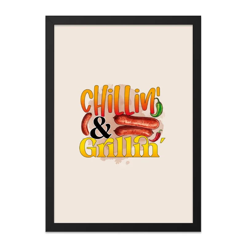 Chillin and Grillin Wall Art, Sausage Decor, Foodie Gift, Kitchen Print, BBQ Art, Home Decor, Funny Wall Art - Tawshia